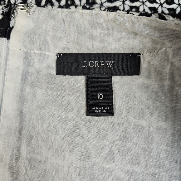 J.Crew Embroidered Cotton Fit Flare Dress Black White Sleeveless Size 10 - Picture 5 of 9